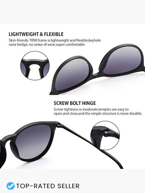 Polarized Retro Round Sunglasses Vintage Trendy Unisex UV Protection Mirrored main image 6